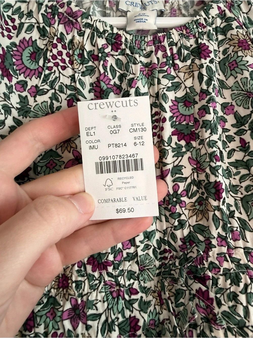 J.Crew CrewCuts Girls Floral Jumpsuit Size 6-12 Months NWT